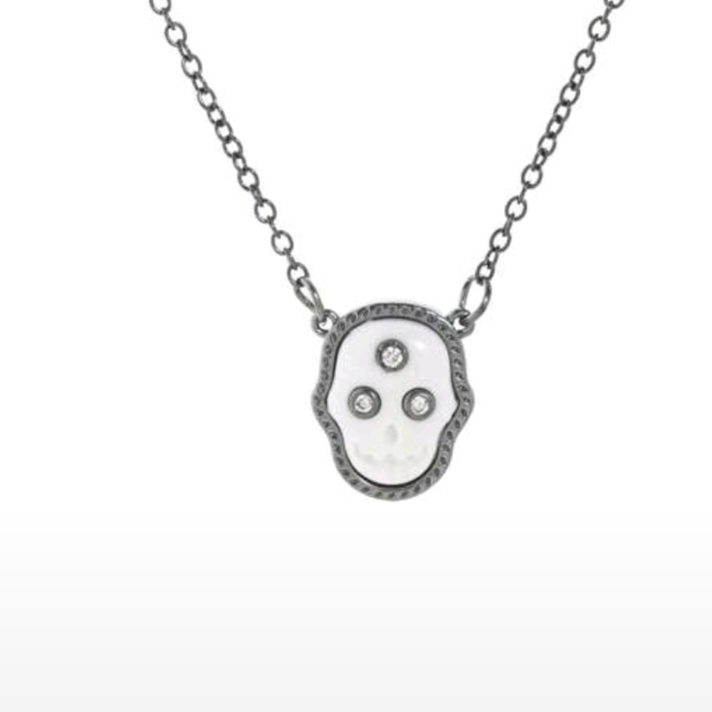 Rhinestone Skull Pendant Necklace